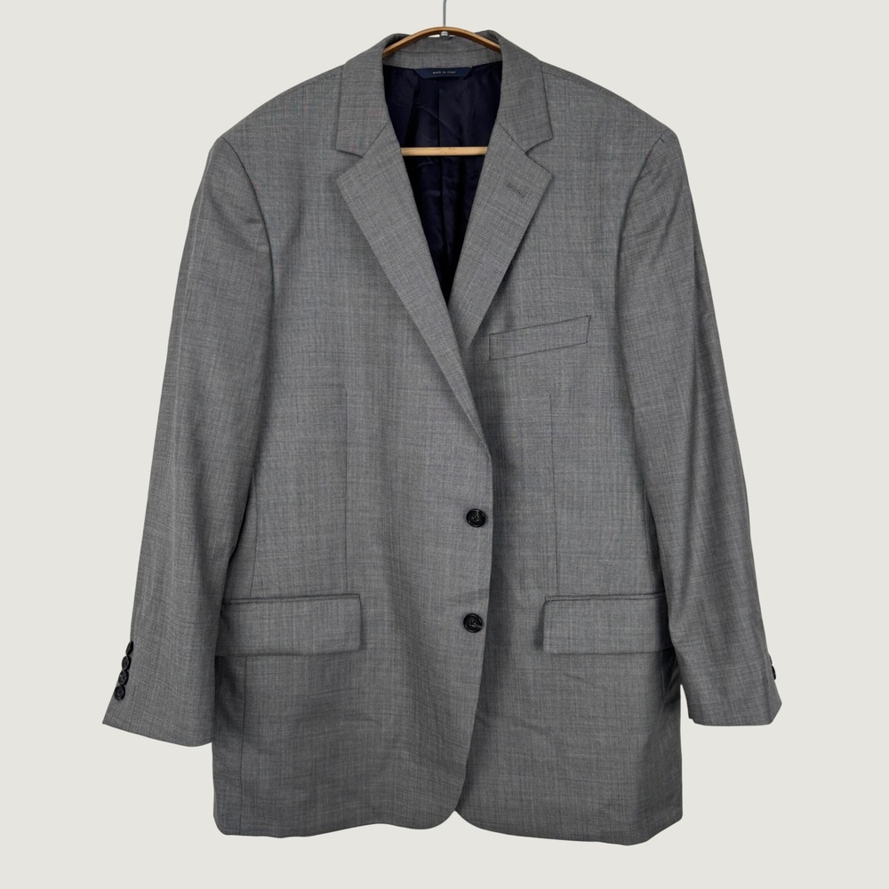 Brooks Brothers 1818 Fitzgerald Grey Wool Suit Jacket Blazer 46R Italy *FLAWS*